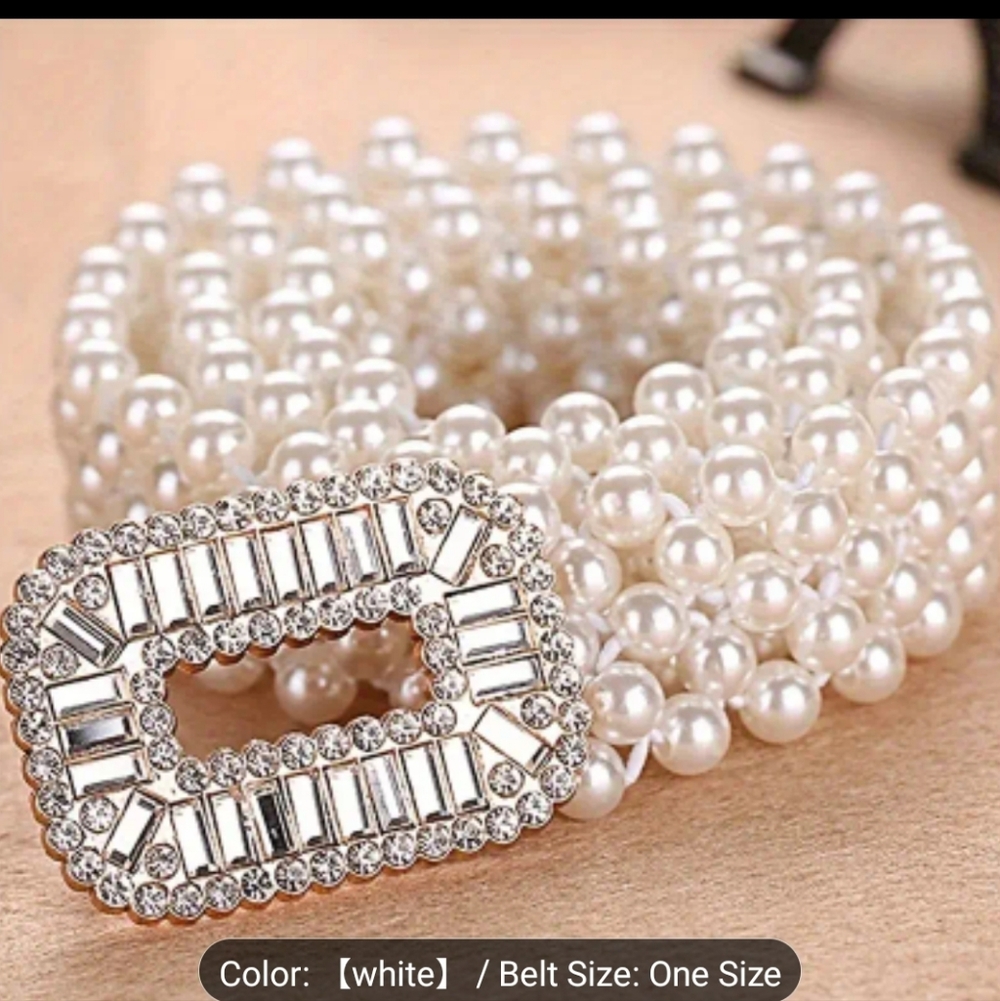 Elegant Pearl and Rhinestone Belt